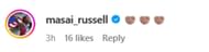 Screenshot of Russell’s comment on Wilson’s post. Credits - IG/_quincy_wilson